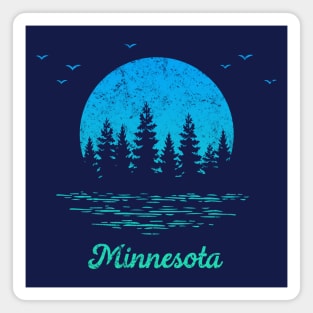 Minnesota Trees Sunset Lake Nature Outdoors Graphic Cool Vintage Souvenir Magnet